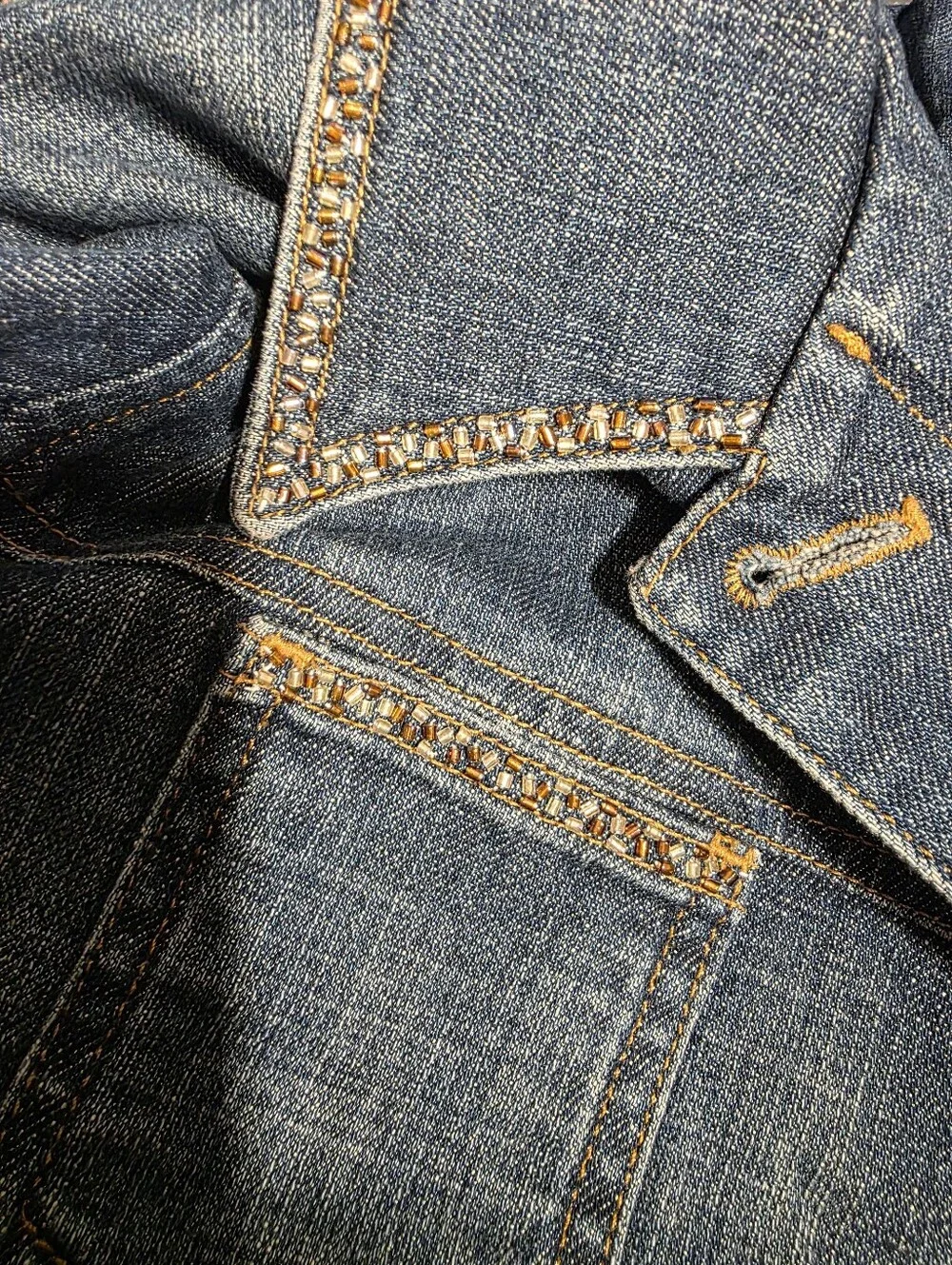 Jones New York Blue Denim Jacket with Rhinestone Trim